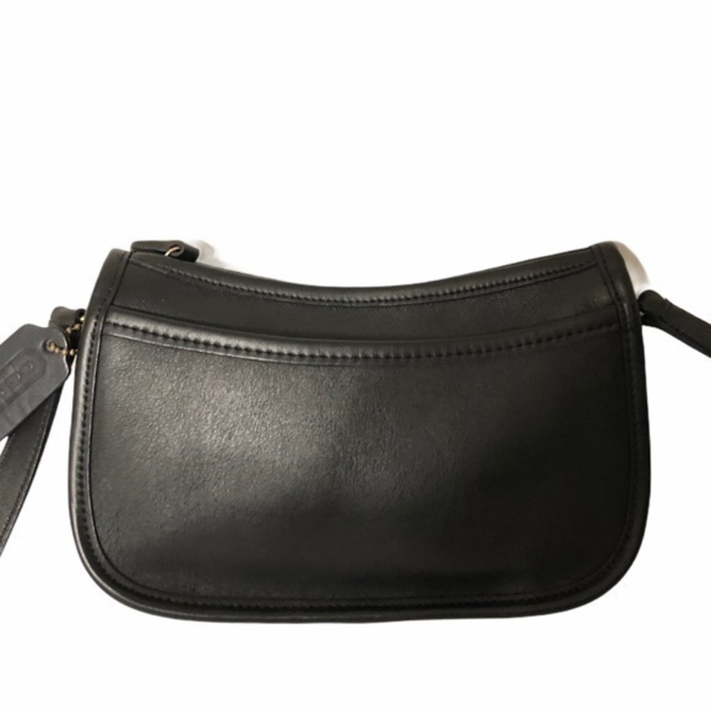 Vintage Coach black leather crossbody bag